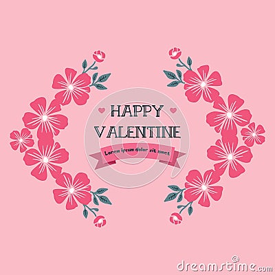 Letter valentine day, with elegant pink flower frame art. Vector Vector Illustration