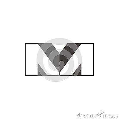 Letter vm simple geometric 3d shadow logo vector Vector Illustration