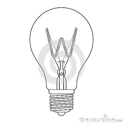 The letter W, in the alphabet Incandescent light bulb set Vector Illustration