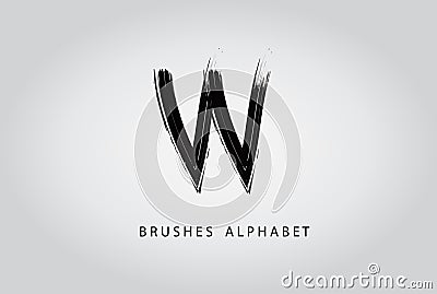 Letter W Brush Black Paint Logo Design Vector Illustration