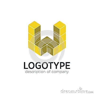 Letter W cube figure logo icon design template elements Vector Illustration
