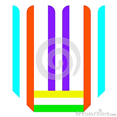 Trendy Letter folded from two colorful tapes Vector Illustration