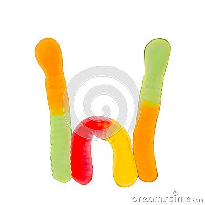 Letter W made of gummy worms Stock Photo