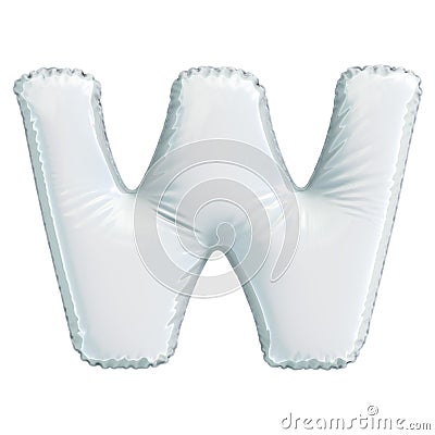 Letter W made of white balloon. 3d rendering isolated on white background Stock Photo