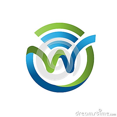 Letter w with WiFi logo Vector Illustration