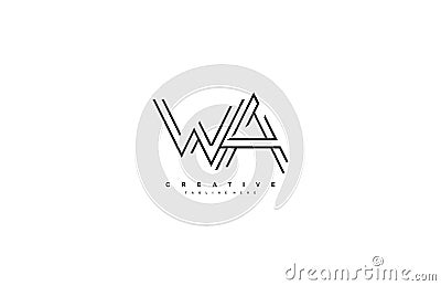 Letter WA Monoline Linear Minimalism Modern Type Logo Stock Photo