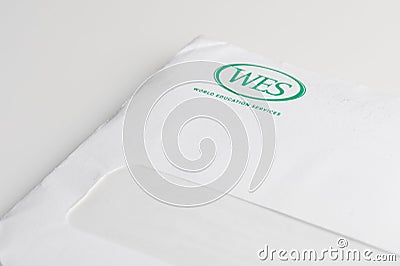 Letter from Wes educational credential service Editorial Stock Photo