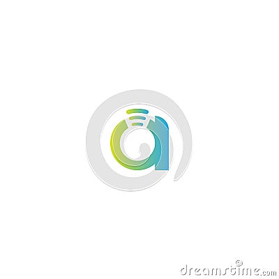 Letter A Wireless Internet logo Vector Illustration