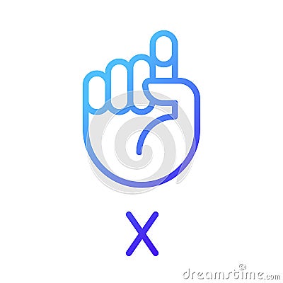Letter X in ASL pixel perfect gradient linear vector icon Vector Illustration