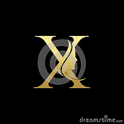 Letter X Beauty Women Face Logo Design Vector Vector Illustration