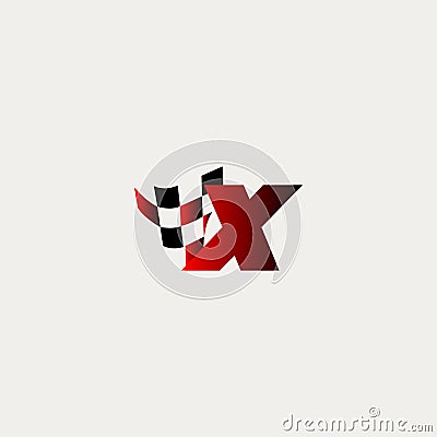 letter X flag racing race design vector Vector Illustration