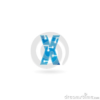 Letter X icon. Technology Smart logo, computer and data related business, hi-tech and innovative, electronic. Vector Illustration