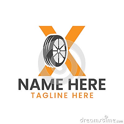 Letter X Tire Logo For Car Repair Automotive Motor Logo Design Vector Template Vector Illustration