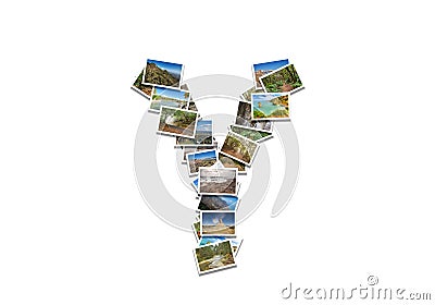 Letter Y uppercase font shape alphabet collage made of my best landscape photographs. Version 1. Stock Photo