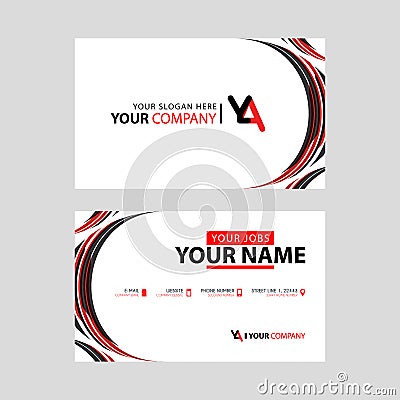 Letter YA logo in black which is included in a name card or simple business card with a horizontal template. Vector Illustration