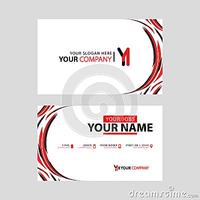 Letter YI logo in black which is included in a name card or simple business card with a horizontal template. Vector Illustration