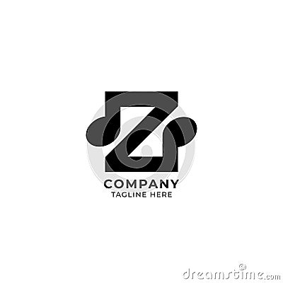 Letter Z Alphabet Music Logo Design isolated on white color background. Initial and Musical Note logo concept Stock Photo