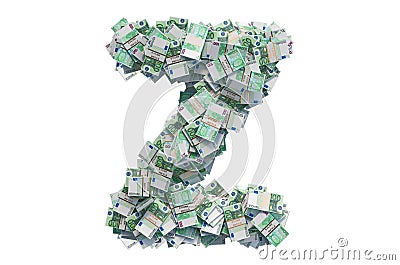 Letter Z from euro packs. 3D rendering Stock Photo