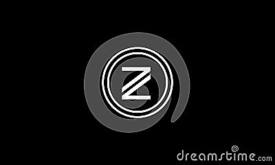 Letter Z,Z Z logo design in circle with black background . Abstract, modern, trendy, innovative, Creative, Vintage, Retro, Stock Photo