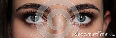 Letterbox view of detailed pretty amazing female eyes Stock Photo