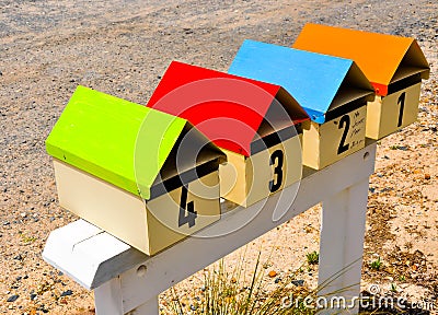 Letterboxes in Color Stock Photo