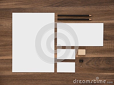 Letterhead, envelope and blank business cards on Stock Photo