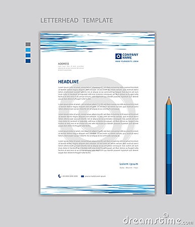 Letterhead template vector, minimalist style, printing design, business advertisement layout, Blue concept Vector Illustration