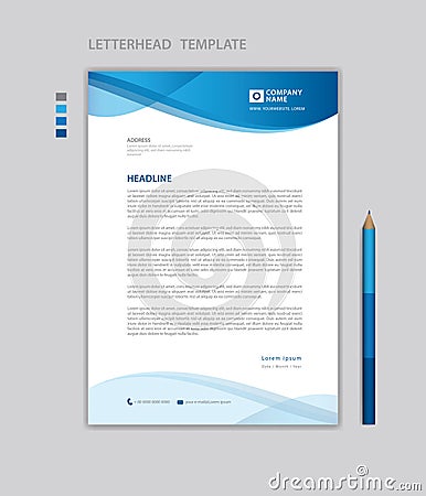 Letterhead template vector, minimalist style, printing design, business advertisement layout, Blue concept background Vector Illustration