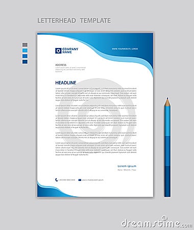 Letterhead template vector, minimalist style, printing design, business advertisement layout, Blue concept background Vector Illustration