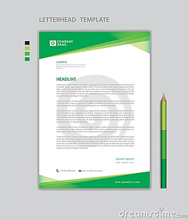 Letterhead template vector, minimalist style, printing design, business advertisement layout, Green concept background, simple Vector Illustration