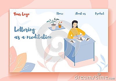 Lettering as a Meditation Horizontal Banner. Hobby Stock Photo