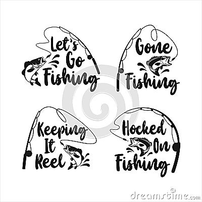 Lettering Fishing Logo Vector Design Collection Vector Illustration