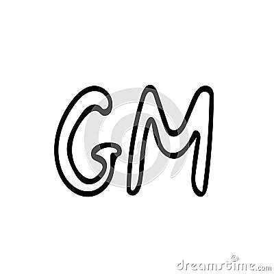 Lettering GM hand written in doodle style. element graphic nordic hygge monochrome minimalism simple. Good morning, greeting, wish Stock Photo