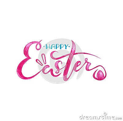 Lettering Happy Easter Cartoon Illustration