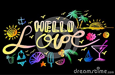 Lettering hello love Vector Illustration