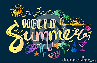 Lettering hello summer Vector Illustration