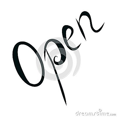 Lettering OPEN for the design of a sign on the door of a shop, cafe, bar or restaurant Vector Illustration