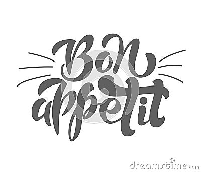 Lettering of phrase Bon appetit Cartoon Illustration