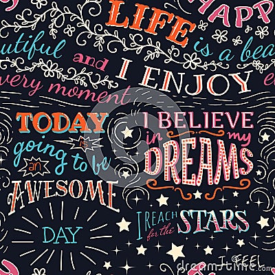 Lettering with positive affirmations Vector Illustration