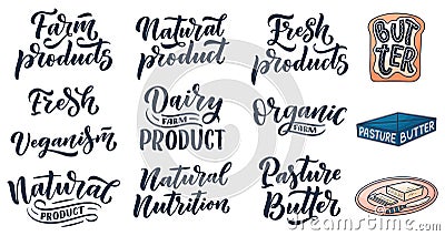 Lettering quotes, great design for any purposes. Vector slogan. Tasty breakfast. Diet food. Pasture, healthy nutrition. Vector Illustration