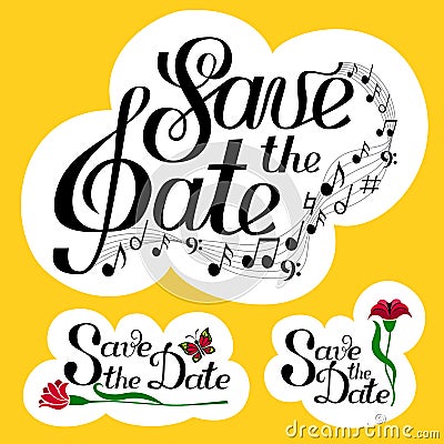 Lettering Save the Date Vector Illustration