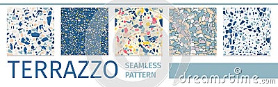 Lettering Set Terrazzo Seamless Pattern Design Vector Illustration