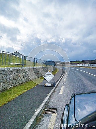 Lettermacaward, County Donegal, Ireland - March 08 2022 : Sign explaining the way to the wake house Editorial Stock Photo