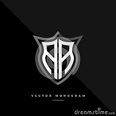 Letters AA monochrome silver shield monogram vector logo template Vector Illustration