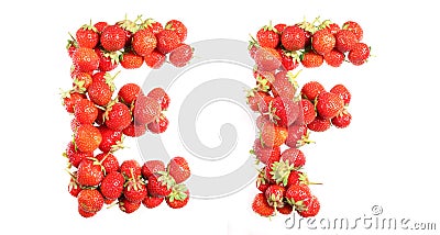 Letters alphabet of red ripe strawberries. Stock Photo