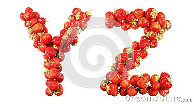 Letters alphabet of red ripe strawberries Stock Photo