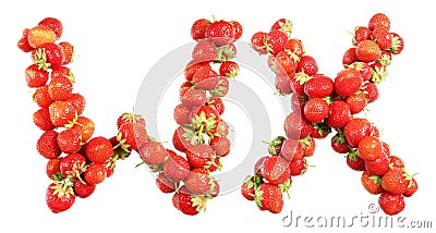 Letters alphabet of red ripe strawberries Stock Photo