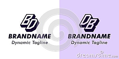 Letters BD and DB 3D Monogram Logo, Suitable for business with BD or DB initials Vector Illustration