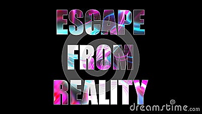 Letters of bright shiny Escape from reality text, 3d render background, computer generating for gaming Stock Photo