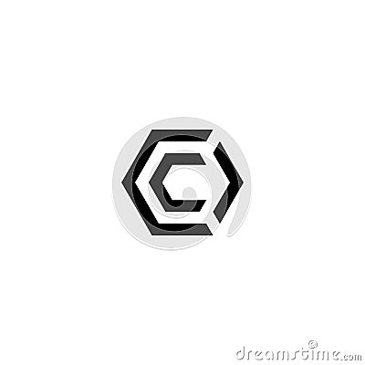 Letters COC CCO OCC OCO Hexagon Logo Vector Illustration
